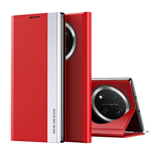 Funda de Cuero con Adsorción Electrochapada Lateral para Honor X9C (Rojo)