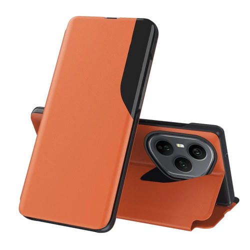 Funda de cuero con tapa abatible para Honor 400 Pro Global (160,8 mm) (naranja)