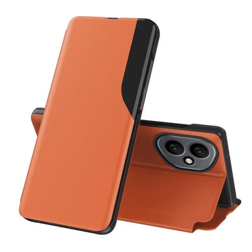 Funda de cuero con tapa abatible para Honor 400 Global (156,5 mm) (naranja)