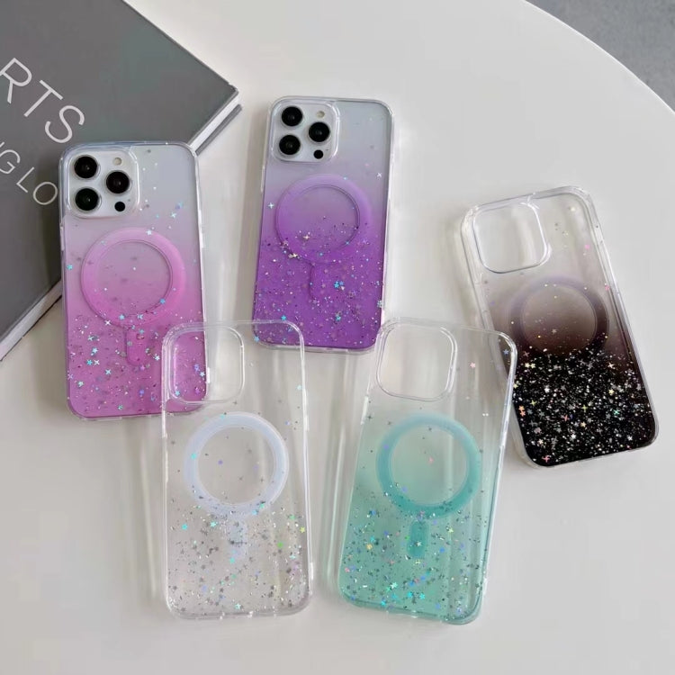 Funda híbrida de TPU transparente con purpurina MagSafe para iPhone 16e (rosa)