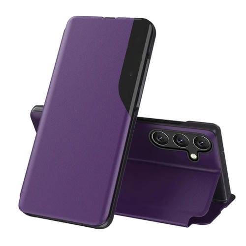 Funda Flip Holder de Cuero para Samsung Galaxy A55 Atracción (Violeta)