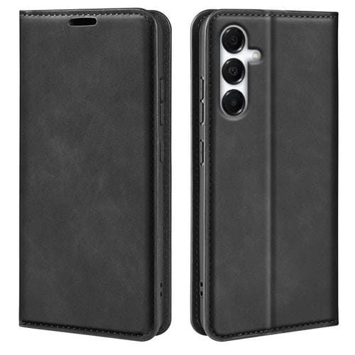 Funda de cuero con ventosa magnética para Samsung Galaxy A17 5G (negro)