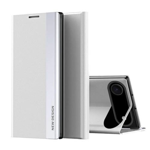 Funda de cuero con adsorción electrochapada para iPhone 17 (plateada)