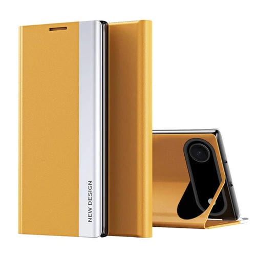 Funda de cuero con adsorción electrochapada para iPhone 17 (amarillo)