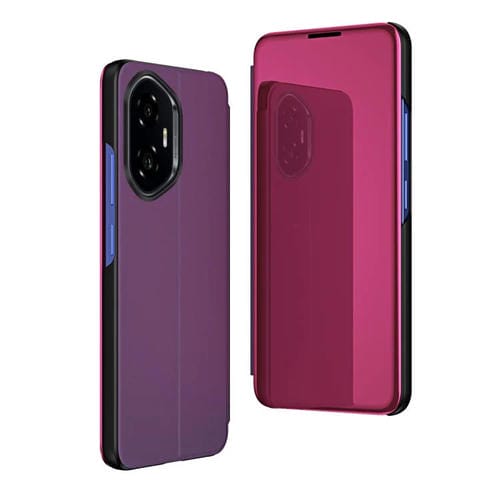 Funda de Cuero con Tapa Horizontal y Espejo para Honor 300 Pro con Soporte (Morado)