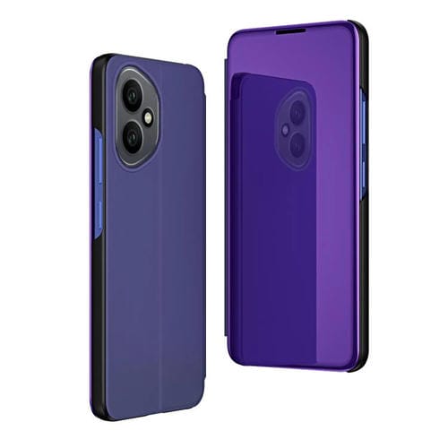 Funda de cuero con tapa horizontal y espejo chapado de 156,5 mm para Honor 400 Global con soporte (morado y azul)