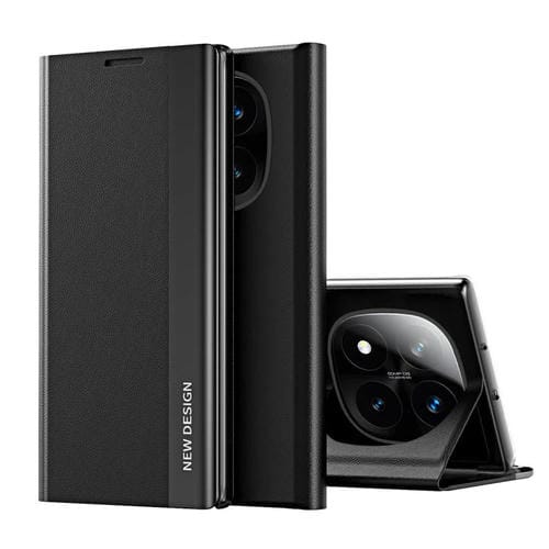 Funda de Cuero con Adsorción Lateral Galvanizada para Xiaomi Redmi Note 14 Pro+ 5G (Negra)