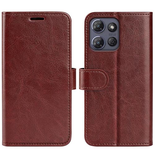 Funda de Cuero con Tapa Horizontal y Textura R64 para Motorola Moto G Power 2025 (Marrón)