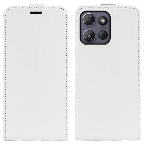 Funda de Cuero con Tapa Vertical para Motorola Moto G Power 2025 R64 (Blanca)