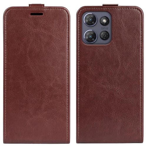 Funda de Cuero con Tapa Vertical para Motorola Moto G Power 2025 R64 (Marrón)