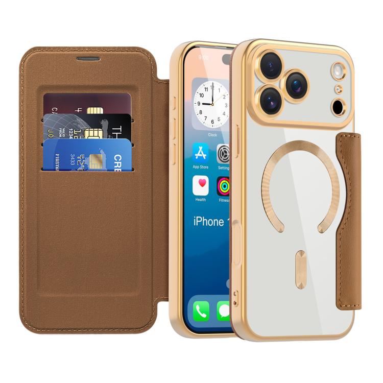 Funda de cuero antirrobo MagSafe RFID para iPhone 17 Pro Max (marrón)
