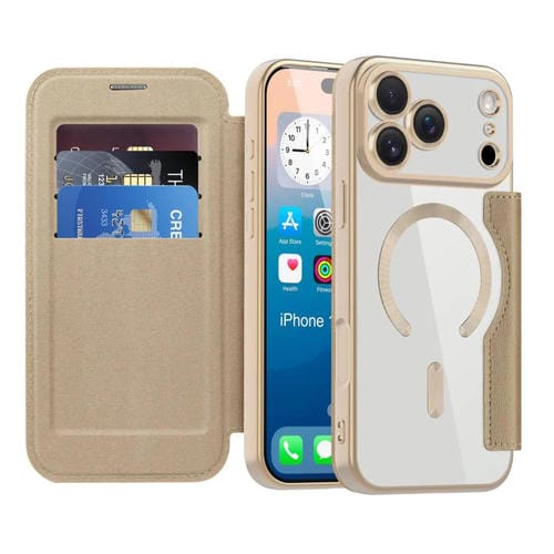 Funda de cuero antirrobo MagSafe RFID para iPhone 17 Pro Max (dorado desierto)