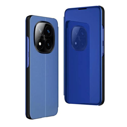 Funda de Cuero con Tapa Horizontal y Espejo Chapado para Xiaomi Redmi Note 14 Pro+ 5G con Soporte (Azul)