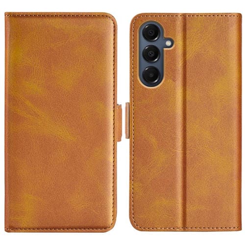 Funda de cuero con tapa horizontal y hebilla magnética de doble cara para Samsung Galaxy A17 5G (amarilla)