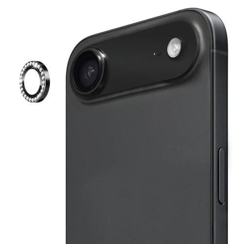 ENKAY AR - Lente de cámara con anillo de diamante individual antirreflejo, película completa de cristal para iPhone 17 Air (negro)