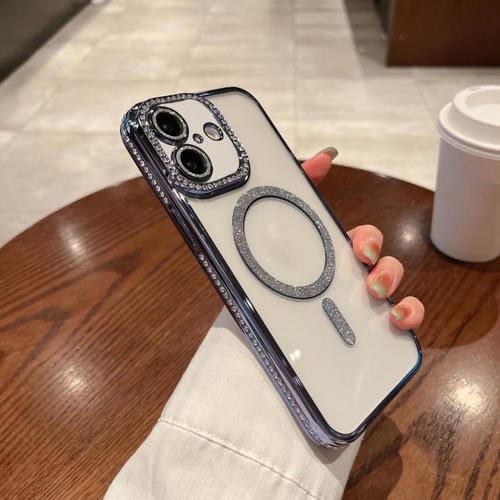 Funda de TPU MagSafe con revestimiento de diamante para iPhone 17 (azul)