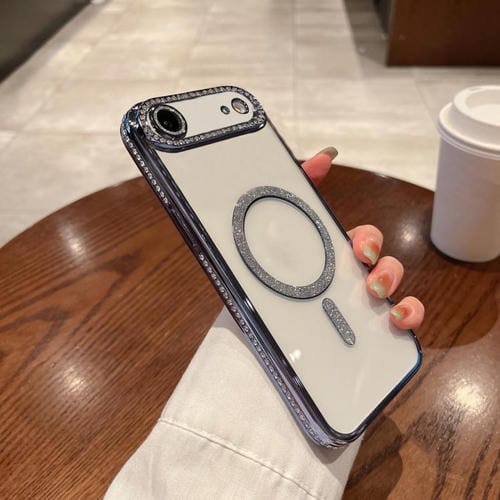 Funda de TPU MagSafe con revestimiento de diamante para iPhone 17 Air (azul)