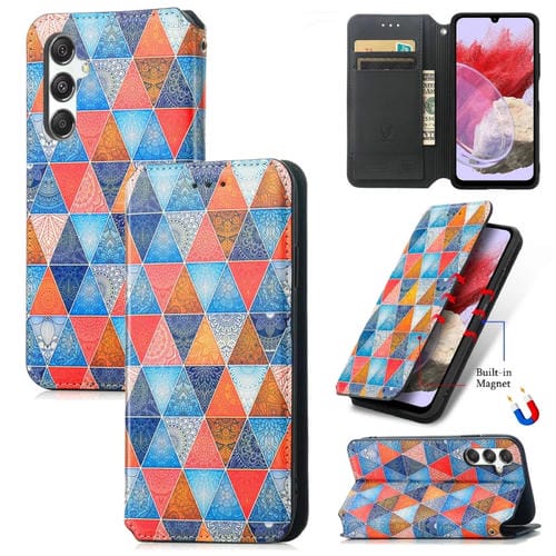 Funda para Samsung Galaxy M34 5G Caseneo Cuero Magnética Colorida (Rhombus Mandala)