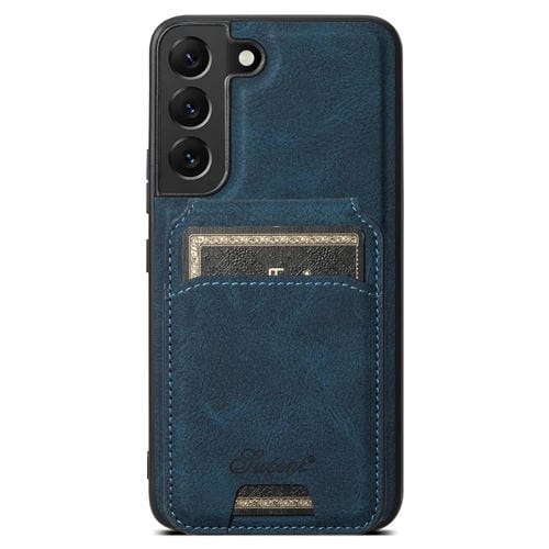 Funda para Teléfono Suteni H16 para Samsung Galaxy S22+ 5G con Billetera Desmontable Cuero Textura Litchi (Azul)
