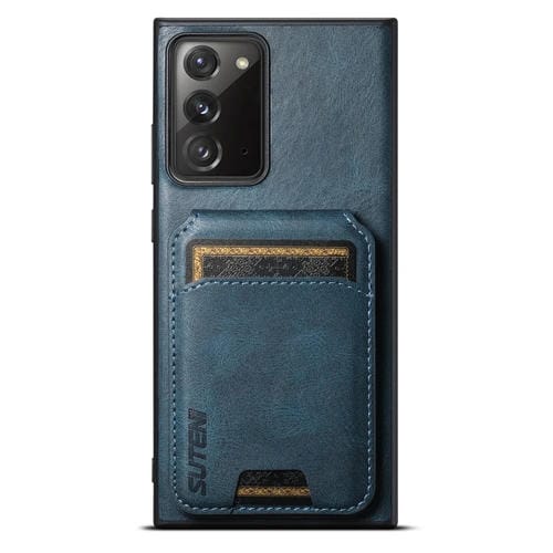 Funda de Cuero Suteni H02 para Samsung Galaxy Note20 5G con Soporte y Billetera (Azul)