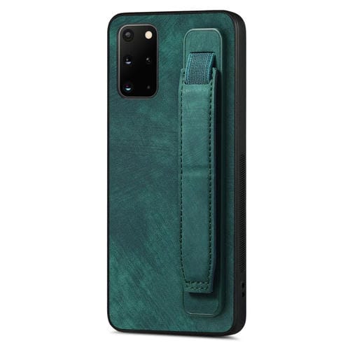 Funda Trasera de Cuero para Samsung Galaxy S20 con Soporte para Pulsera Retro (Verde)
