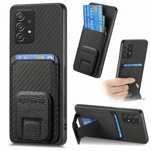 Funda para Teléfono Samsung Galaxy A73 5G con Soporte Plegable y Bolsa para Tarjetas (Negro)