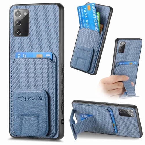 Funda para Teléfono Samsung Galaxy Note20 con Soporte Plegable y Bolsa para Tarjetas (Azul)