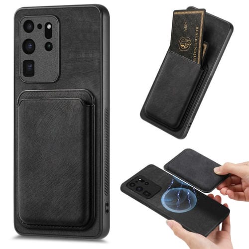 Funda para Samsung Galaxy S20 Ultra Cuero Retro Tarjeta Magnética (Negro)