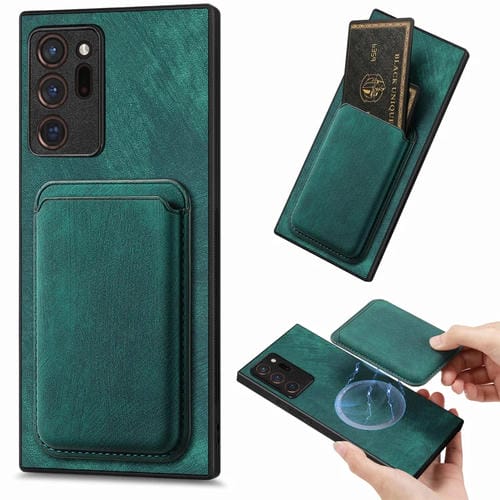 Funda para Teléfono Samsung Galaxy Note20 Ultra Cuero Retro Magnética con Bolsa para Tarjetas (Verde)