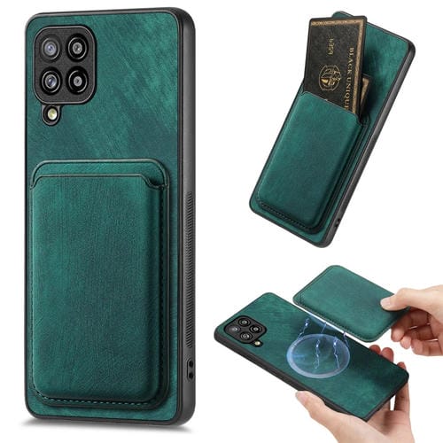 Funda de Teléfono Samsung Galaxy A42 5G Magnética con Bolsa de Tarjeta de Cuero Retro (Verde)