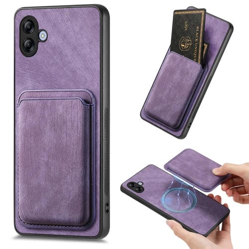Funda de TelĂ©fono Samsung Galaxy A04 MagnĂ©tica con Bolso de Tarjeta de Cuero Retro (PĂșrpura)