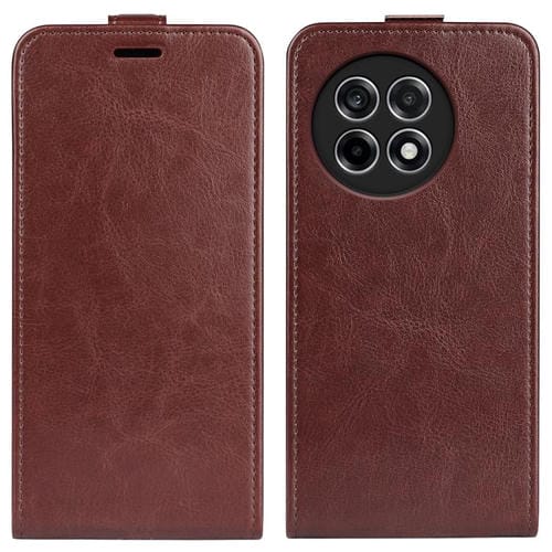Funda de Cuero con Tapa Vertical Textura R64 para OnePlus Ace 5 Pro (Marrón)