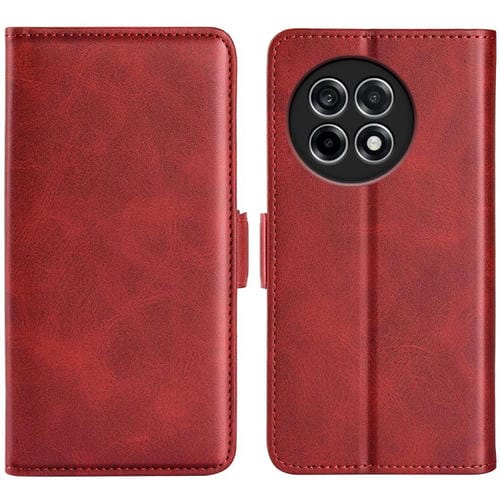Funda de Cuero para OnePlus Ace 5 Pro con Tapa Horizontal y Hebilla Magnética de Doble Cara (Rojo)
