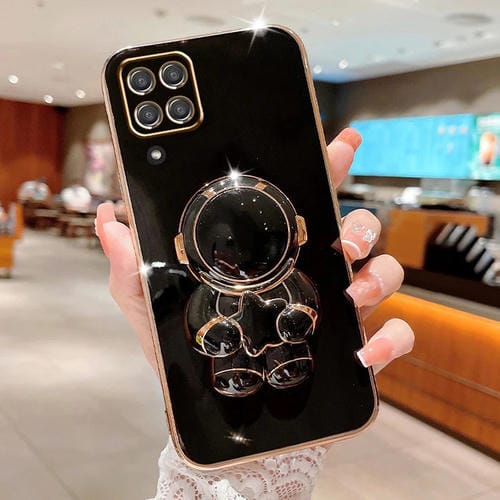 Estuche para teléfono Samsung Galaxy M53 Embrace Stars con soporte para Astronauta galvanizado (Negro)