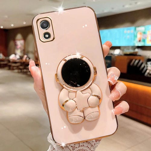 Funda para Teléfono Samsung Galaxy A03 Core Embrace Stars con Soporte Astronauta Galvanoplastia (Rosa)