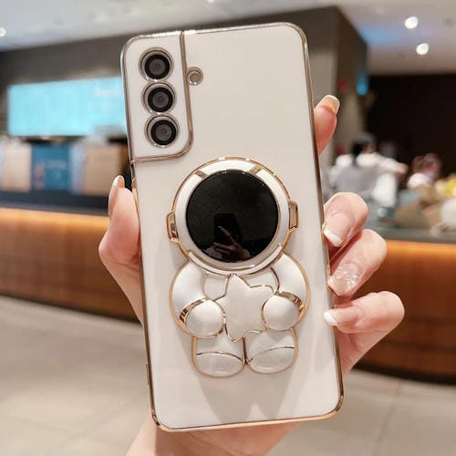 Estuche para Teléfono Samsung Galaxy M52 Embrace Stars con Soporte para Astronauta Galvanizado (Blanco)