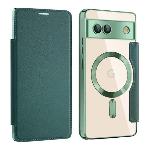 Funda de Cuero Antirrobo para Google Pixel 7A con Magsafe Magnetic Rfid (Verde)