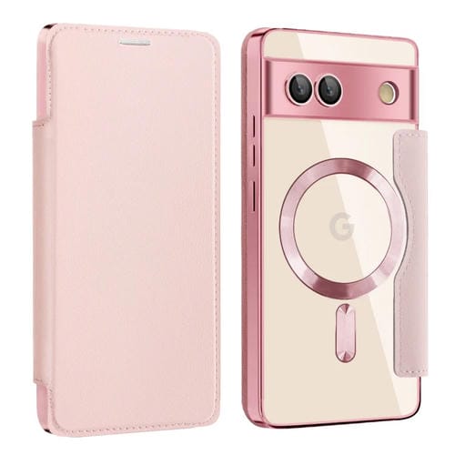Funda de Cuero Antirrobo Magnética RFID para Google Pixel 7A Magsafe (Rosa)