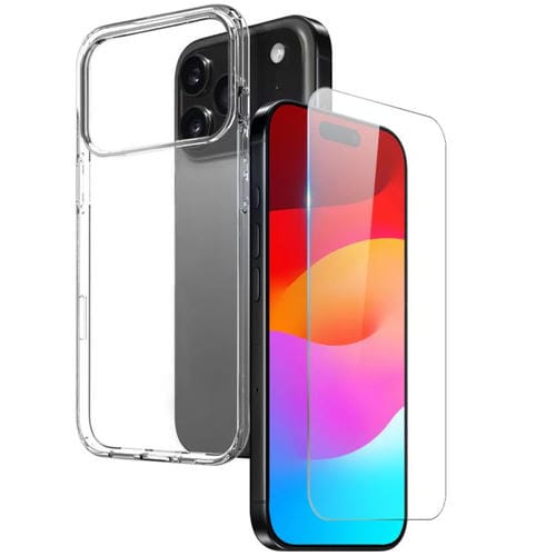 NORTHJO - Funda protectora de pantalla de TPU 2 en 1 para iPhone 17 Pro Max, película de vidrio templado (transparente)