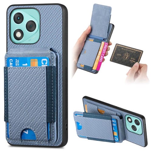 Funda de fibra de carbono con tapa vertical y función atril para Honor 400 Lite (azul)