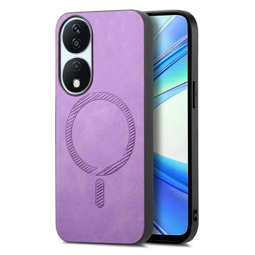 Funda Trasera Magnética de PU para Honor X7B Retro Magsafe (Morada)