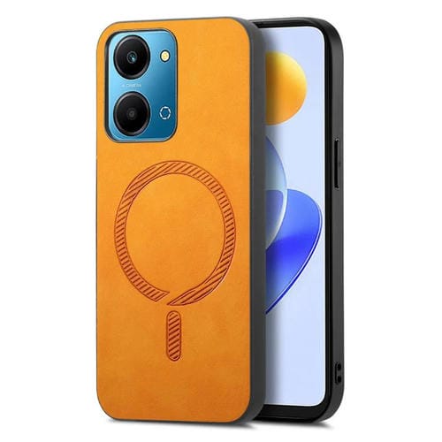 Funda Trasera Magnética de PU para Honor Play7T Retro Magsafe (Amarilla)