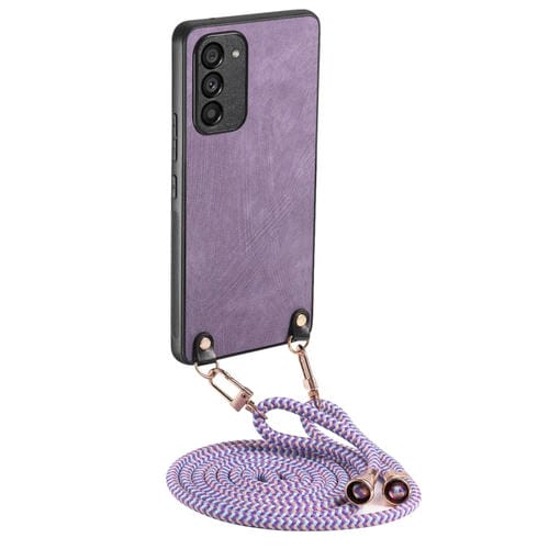 Funda Cuero Vintage Samsung Galaxy S22+ 5G con Correa Cruzada (Morado)