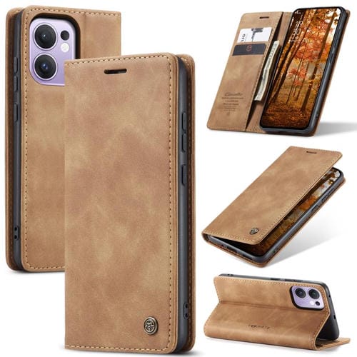 Funda de Cuero Multifuncional con Tapa Horizontal Caseme 013 para Oppo Reno13 F 4G/5G (Marrón)