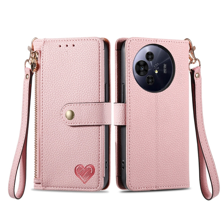 Funda de Cuero Nxtpaper Love para TCL 50 Pro con Cordón y Cremallera (Rosa)