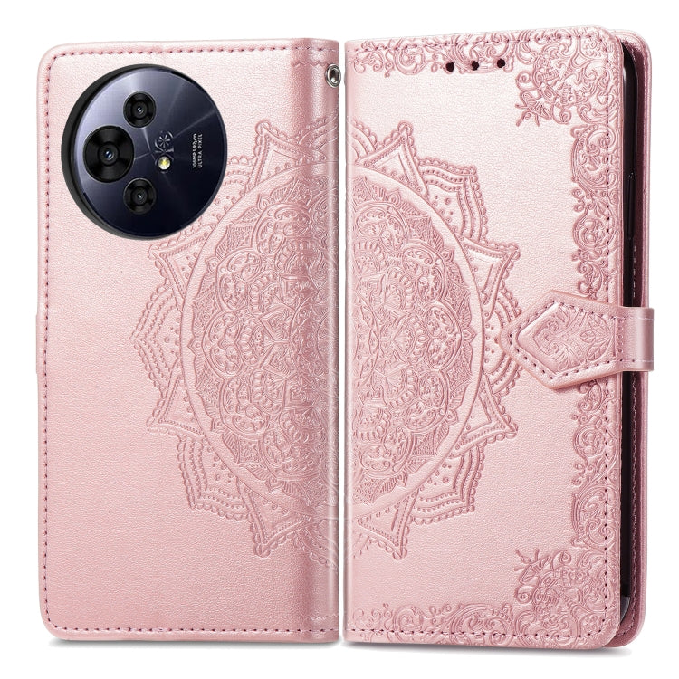 Funda de Cuero Nxtpaper con Relieve Flor de Mandala para TCL 50 Pro (Oro Rosa)