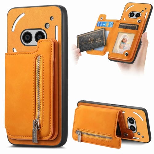 Estuche para Teléfono Nothing Phone 2A con Cremallera y Tarjetero (Amarillo)