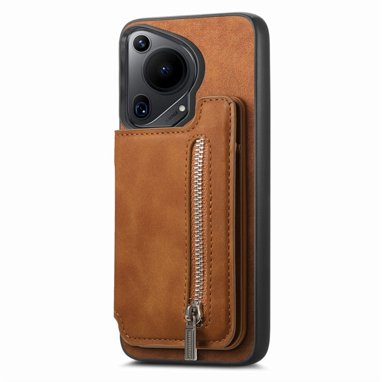 Funda para Teléfono Huawei Nova 13 Pro con Tarjetero y Cremallera Magsafe (Marrón)