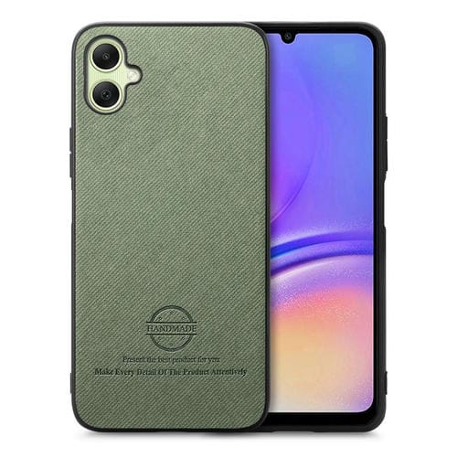 Funda de Piel de Sarga con Parte Trasera de Cuero para Samsung Galaxy A06 (Verde)