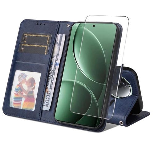 Enkay - Funda para Teléfono con Textura de Piel de Becerro y TaRJetero para Redmi K80 Pro (Azul)